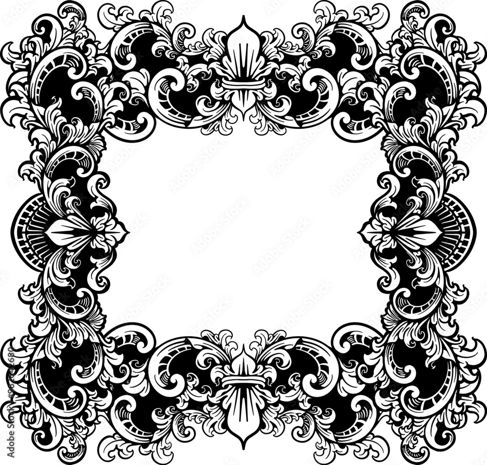 black gold border with intricate ornaments on white background black gold border with intricate ornaments on white background