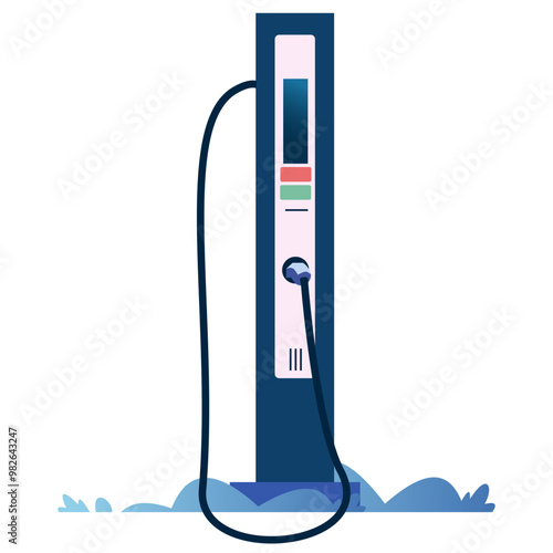 Electric Vehicle Charging Station Illustration, suitable for eco-friendly and green energy projects
