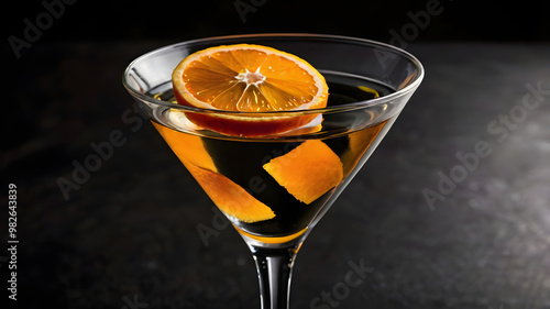 Isolated glass of orange juice with a splash of vodka, a refreshing cocktail for any party photo