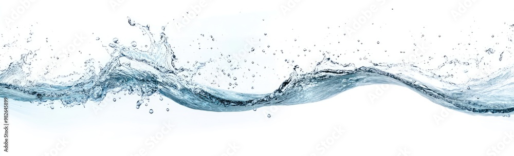 Water Splash: Blue Water Wave on White Background Water Splash: Blue Water Wave on White Background