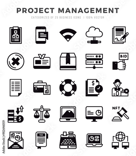 Project Management icons Pack. Lineal Filled icons set. Project Management collection set.