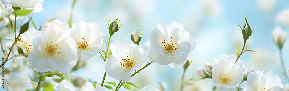 White Roses in Bloom - Delicate Petals and Soft Focus White Roses in Bloom - Delicate Petals and Soft Focus