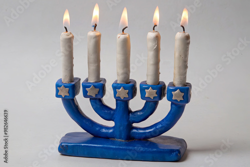 hanukkah menorah with candles photo