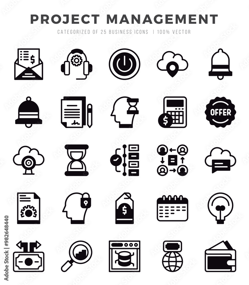 Vector icons set of Project Management. Lineal Filled style Icons. Vector icons set of Project Management. Lineal Filled style Icons.