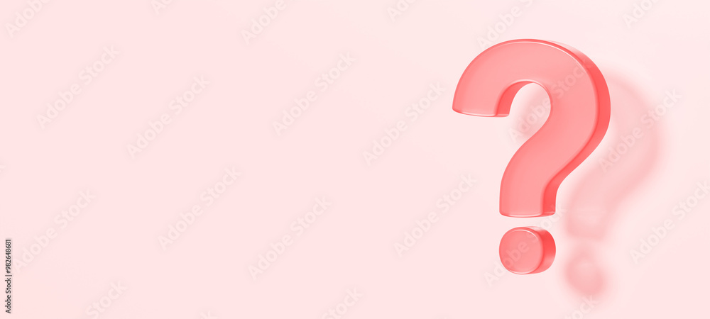 A translucent, soft, pale pink question mark floats on a light pink background, and a faint shadow falls on it. A translucent, soft, pale pink question mark floats on a light pink background, and a faint shadow falls on it.
