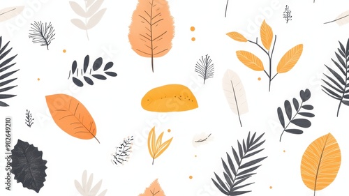 seamless pattern, Colorful autumn leaves illustration ideal for seasonal designs, textiles, or wallpapers with a bright and fresh aesthetic.