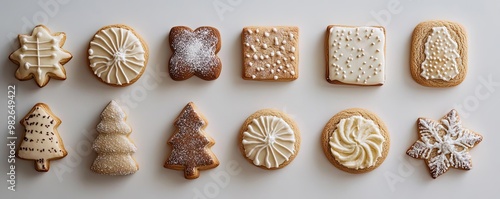 Deliciously decorated holiday cookies in various shapes, perfect for festive celebrations and seasonal gatherings.