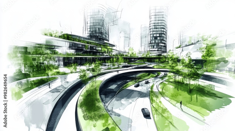 Fototapeta premium Eco-conscious designs promote greener city living.