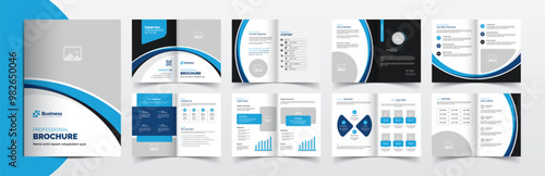Corporate company business brochure template layout design,  Simple and clean company profile
brochure template design, 16 pages brochure design with blue color accents