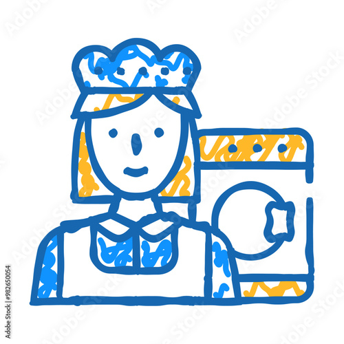 housekeeper woman job doodle icon sketch vector. housekeeper woman job sign. isolated symbol illustration