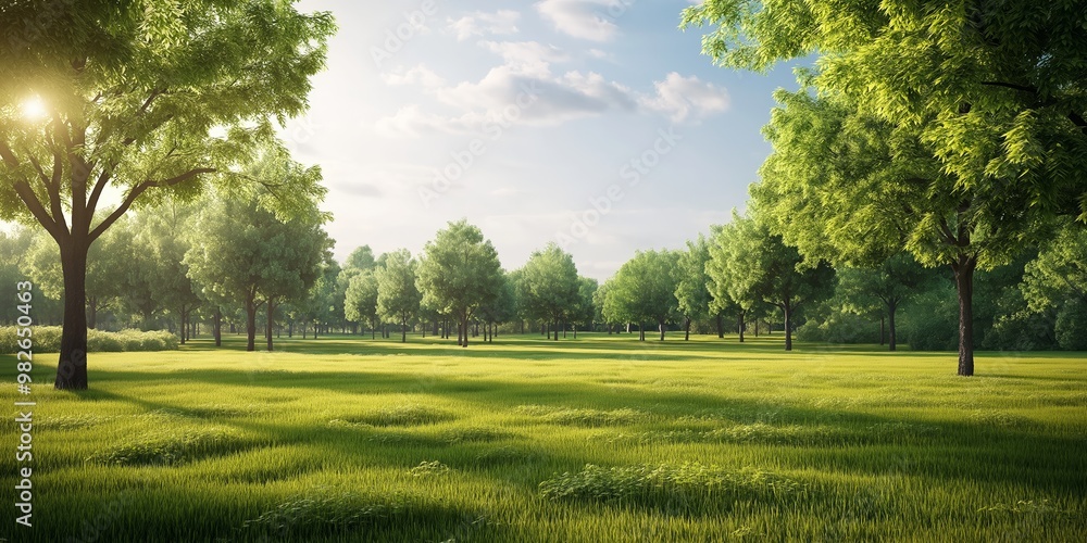 Obraz premium Photorealistic Green Hills Landscape Cut Out