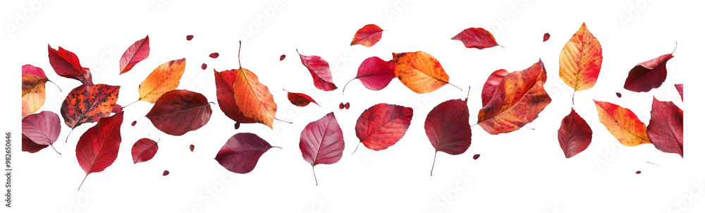 Obraz premium Colorful Autumn Leaves Falling on Transparent Background