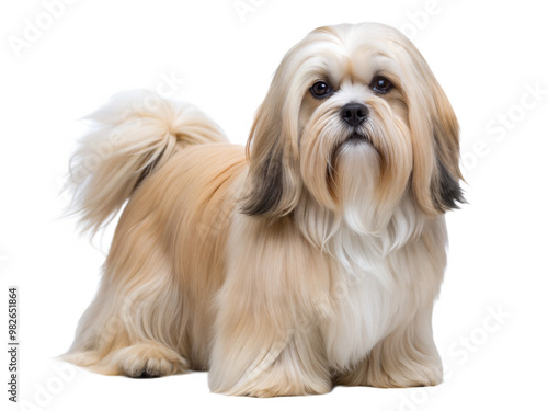 Cute Lhasa Apso isolated on a white background