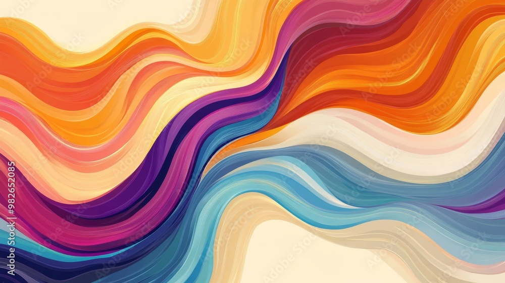 Colorful Waves of Abstract Art in Warm Tones Colorful Waves of Abstract Art in Warm Tones