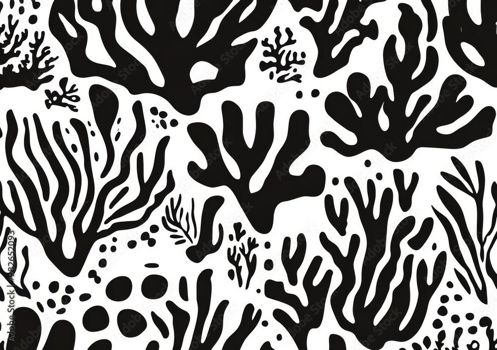 This black and white art pattern has decorative shapes that are isolated on a white background. It looks like a doodle. A modern hand drawn texture with abstract stains. This black and white art pattern has decorative shapes that are isolated on a white background. It looks like a doodle. A modern hand drawn texture with abstract stains.