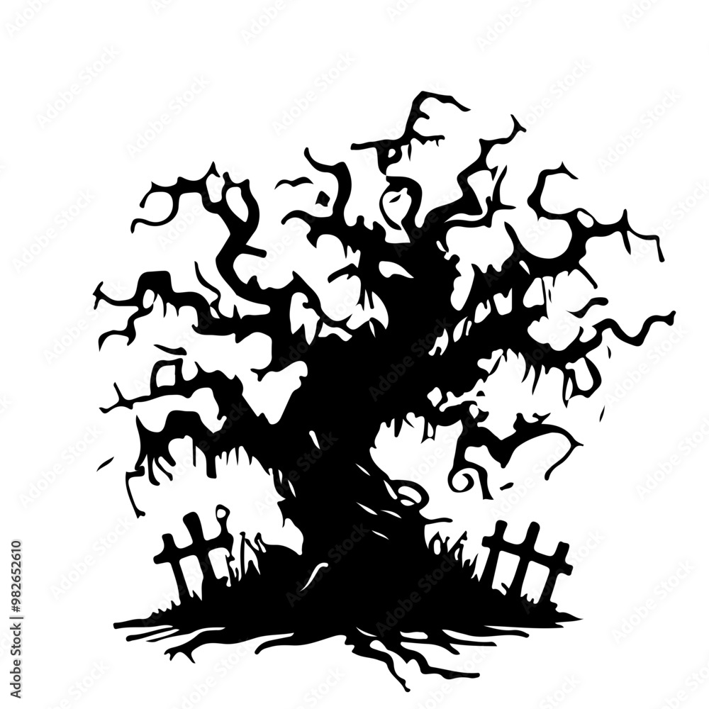 illustration of a halloween tree illustration of a halloween tree