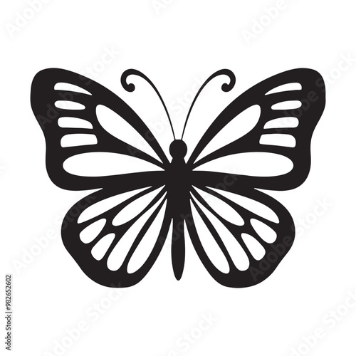 Butterfly silhouettes vector illustration isolated on white background