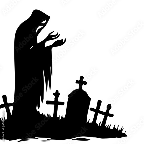 silhouette of a halloween ghost