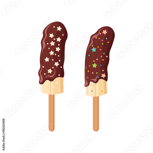 Frozen chocolate banana . Ice kul kul banana. 