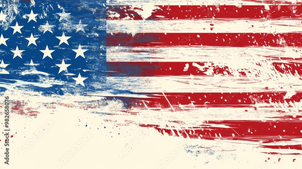 American Flag Abstract Art with Brush Strokes American Flag Abstract Art with Brush Strokes