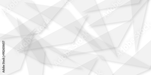 Abstract background with liens and triangles shape on white background. White and grey geometric overlapping rectangle pattern Geometric background soft shadows as patten ..gray polygon textured .