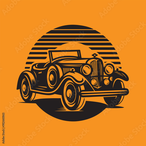 Classic car vector silhouette.