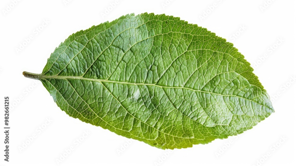Obraz premium A single leaf photographed from above, on a white background