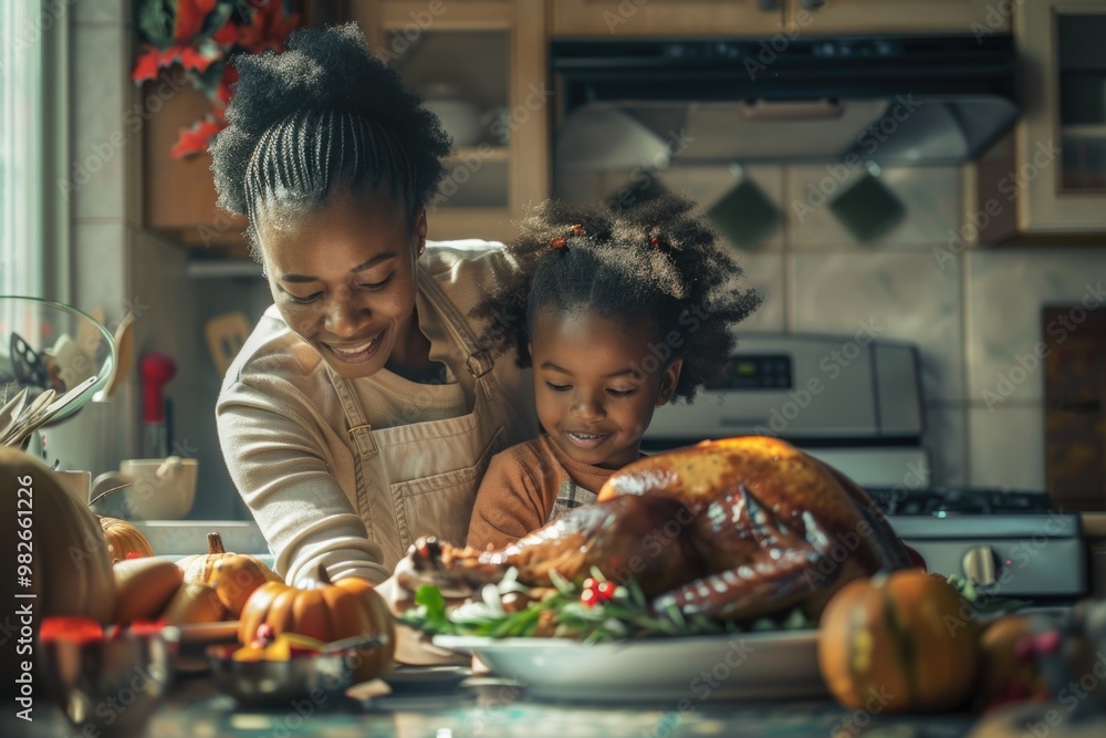 Mother and son team up to prepare a delicious roasted turkey for the holiday season