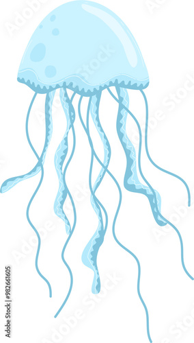 Cute colorful jellyfish illustration 