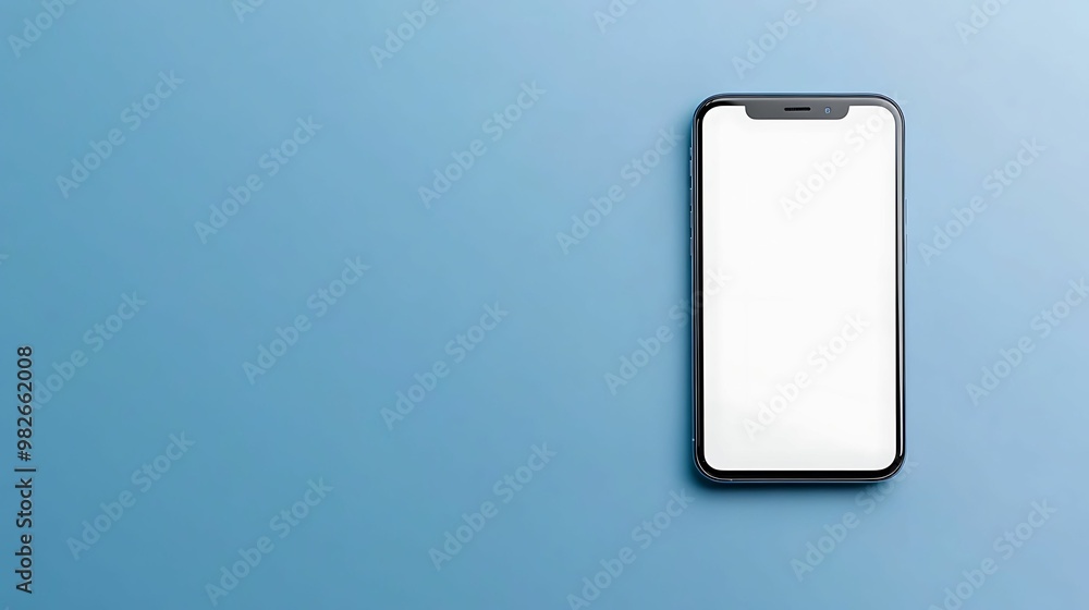 Blank Smartphone on Blue Background for Mockup Use Blank Smartphone on Blue Background for Mockup Use