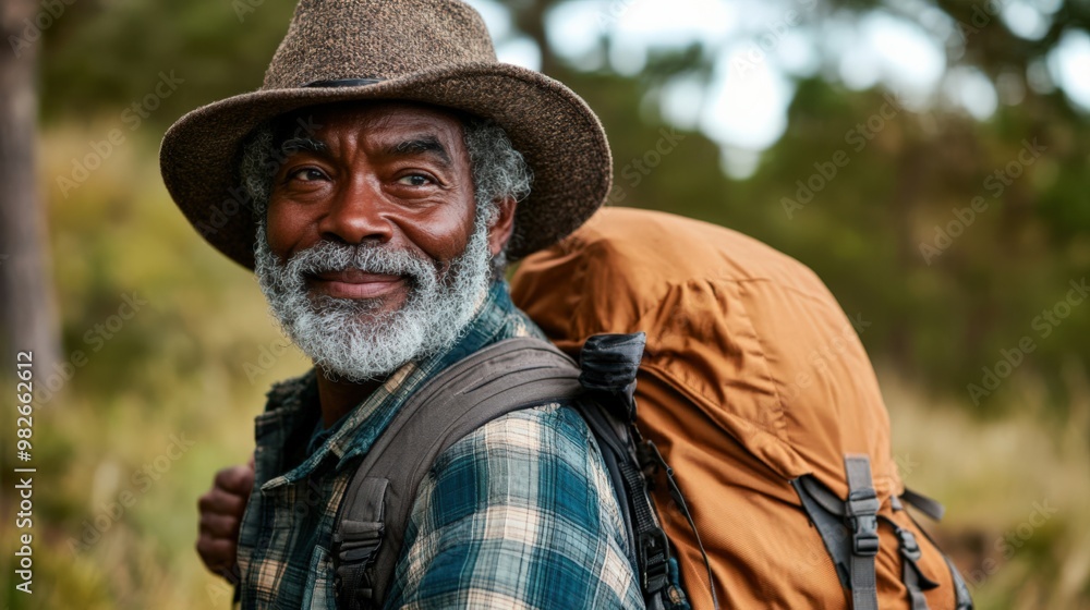 Obraz premium Older Man Enjoying a Nature Walk