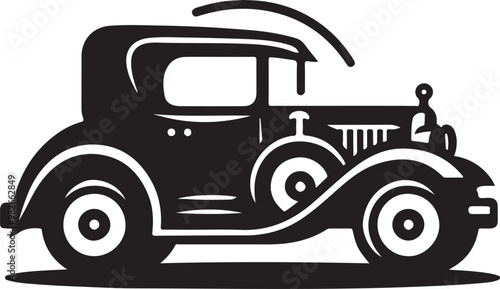 Classic car isolated in white background.