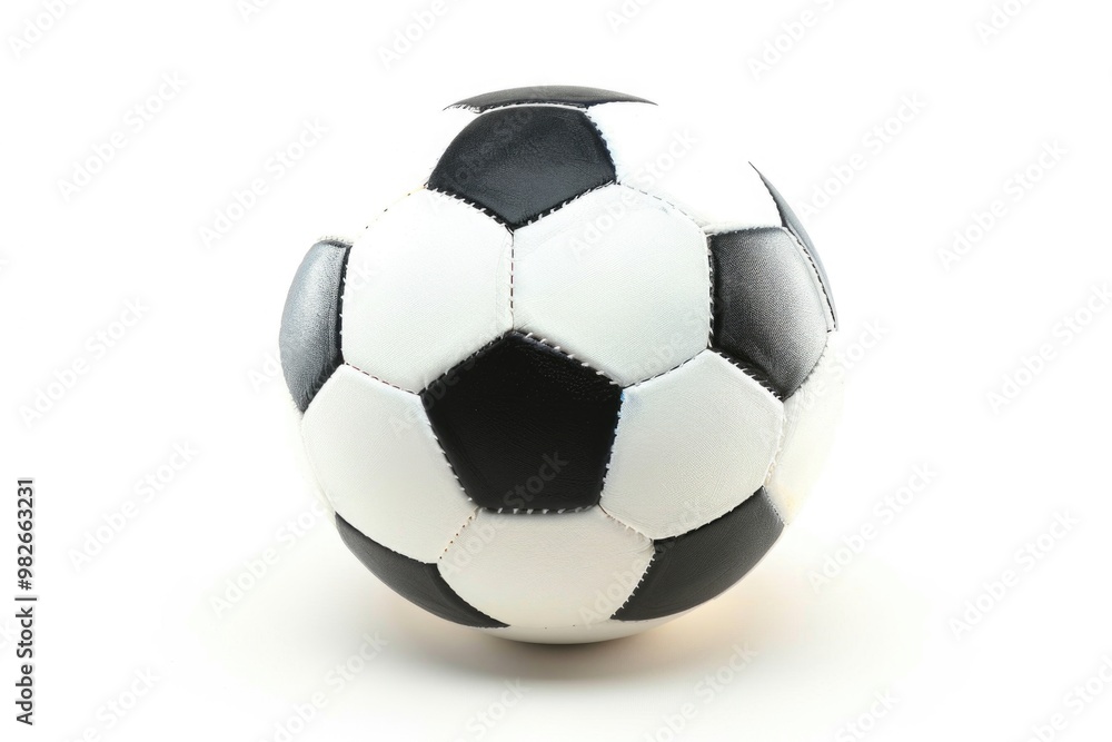 Fototapeta premium A high-contrast image of a soccer ball on a white surface