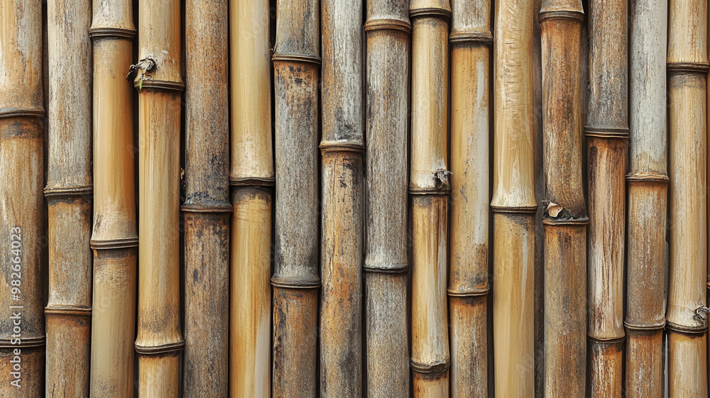 A bamboo fence background with a detailed texture of natural wood A bamboo fence background with a detailed texture of natural wood