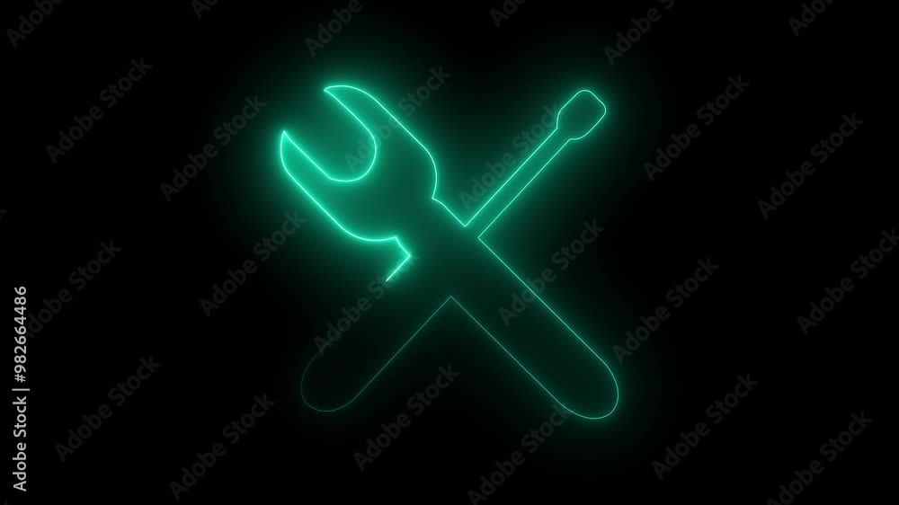 Glowing neon line setting icon. spinning gears icon animated video. Technology setting icon concept. on black background Glowing neon line setting icon. spinning gears icon animated video. Technology setting icon concept. on black background