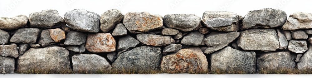 Textured Stone Wall with Grass Accents