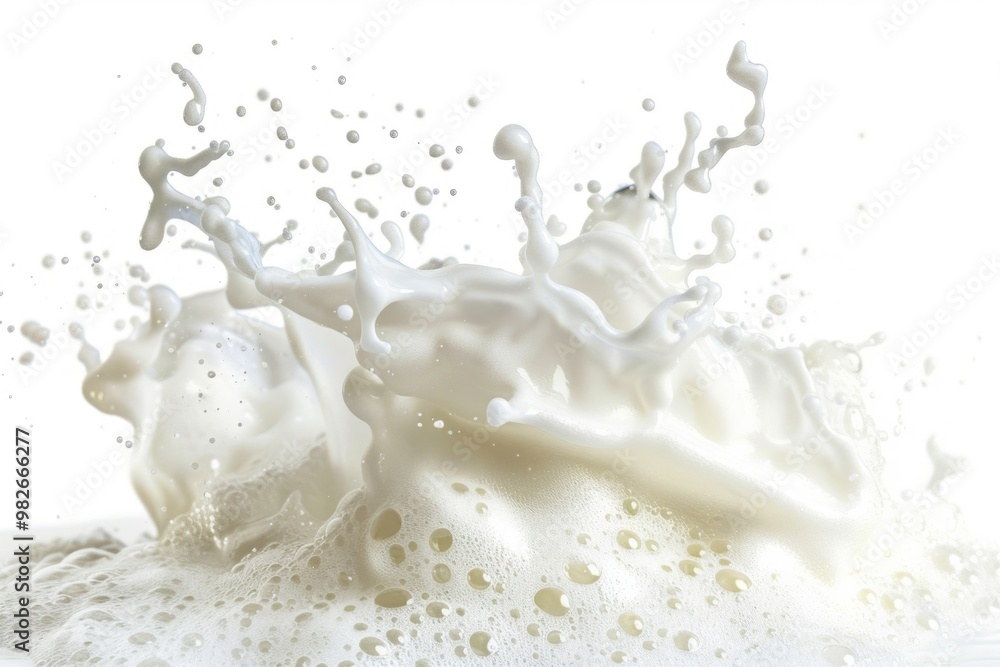 A splash of milk on a white surface A splash of milk on a white surface