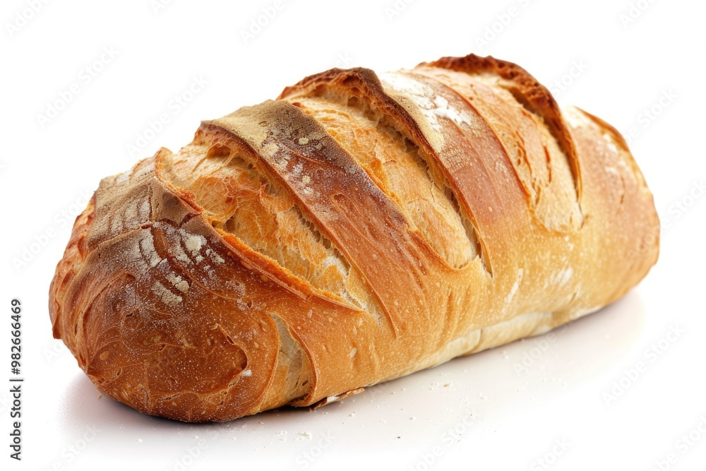 A single loaf of bread sits on a clean white surface, ideal for food photography or illustrations A single loaf of bread sits on a clean white surface, ideal for food photography or illustrations