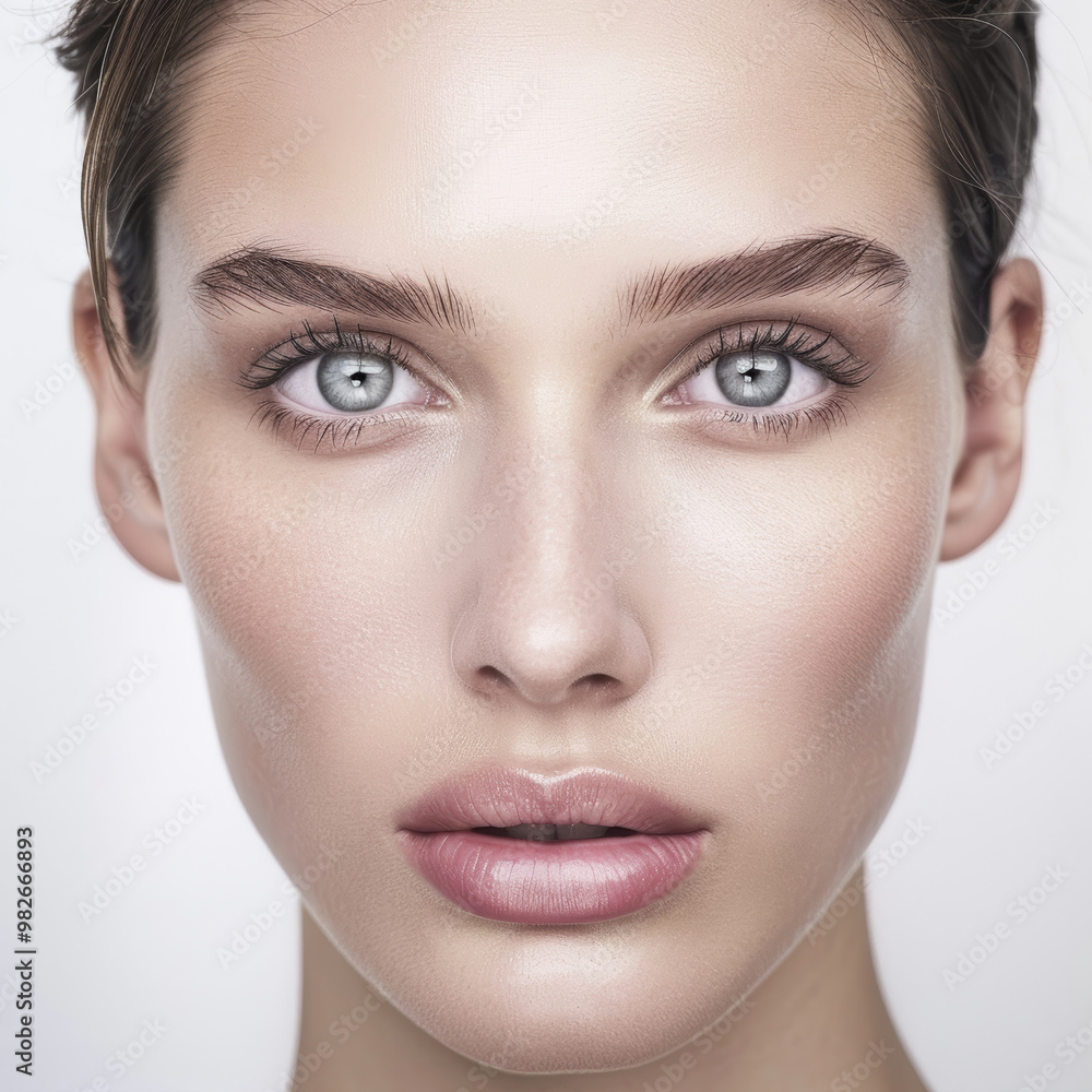 Portrait of beautiful woman model posing in profile, close up of beautiful female, with perfect skin Portrait of beautiful woman model posing in profile, close up of beautiful female, with perfect skin