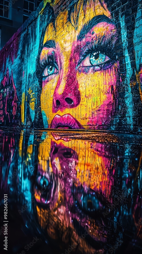 Vibrant Street Glowtime: Glowing Urban Street Art in 8k High Detail. Vibrant Street Glowtime: Glowing Urban Street Art in 8k High Detail.