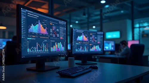 Business Analytics Dashboard On Computer Screen