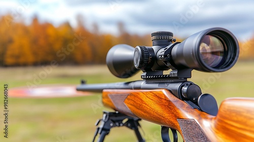 Precision Rifle with Scope in Autumn Field photo