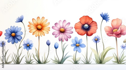 Watercolor Floral Border