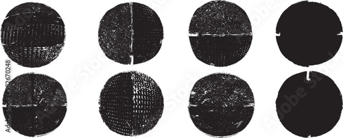 Round rough edges badges collection .Grunge set of textured round labels . Pack of vector stickers. Grunge circle stamps, insignias, badges, tags for your design. Grunge textured round rubber stamps