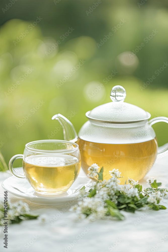 Elegant Teapot with a Steaming Cup of Tea on a Wooden Table, Capturing the Serenity of Afternoon Tea Time and Cozy Moments Elegant Teapot with a Steaming Cup of Tea on a Wooden Table, Capturing the Serenity of Afternoon Tea Time and Cozy Moments