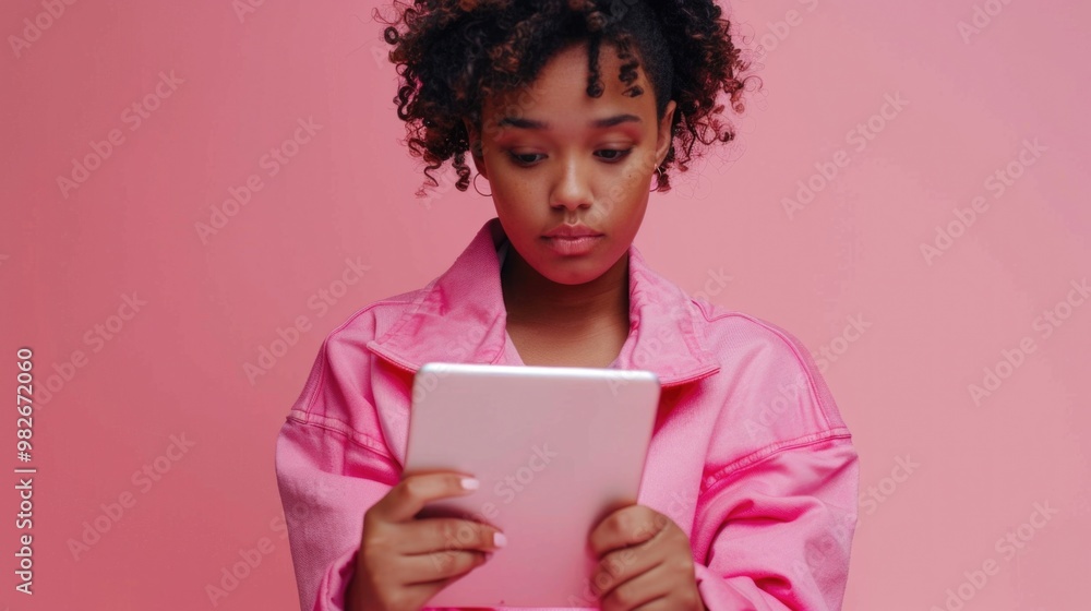 A young girl holding a tablet computer A young girl holding a tablet computer