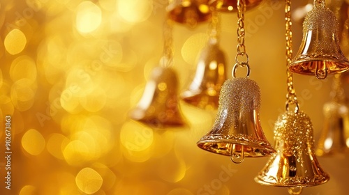 Jingle bells on a gold background