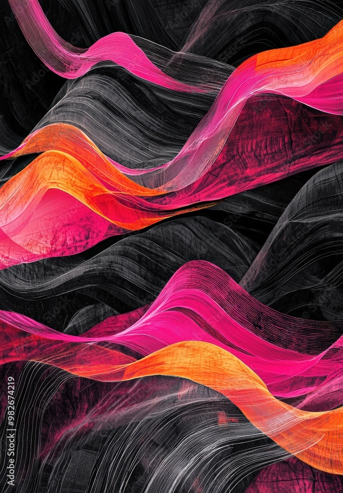 Obraz premium Abstract pink and orange waves