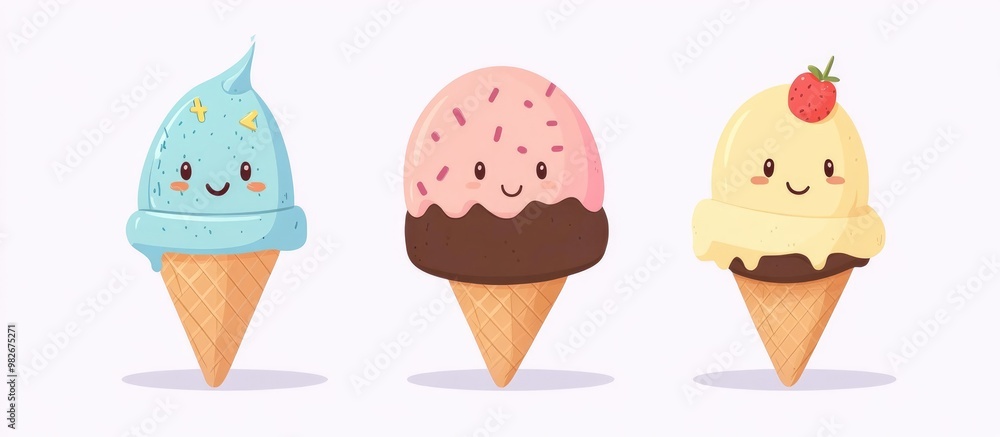 Flat design cartoon ice cream illustration