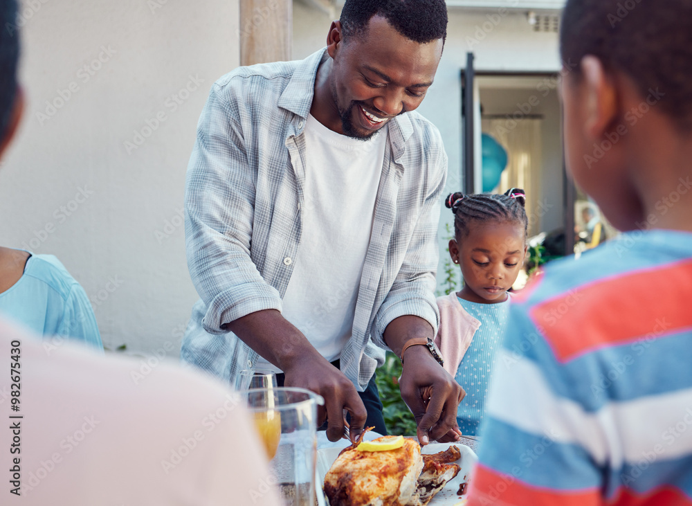 Outdoor, black family and food with event, love and bonding together with conversation. House, parents or healthy meal in garden, celebration and event with nutrition, happiness or social gathering Outdoor, black family and food with event, love and bonding together with conversation. House, parents or healthy meal in garden, celebration and event with nutrition, happiness or social gathering